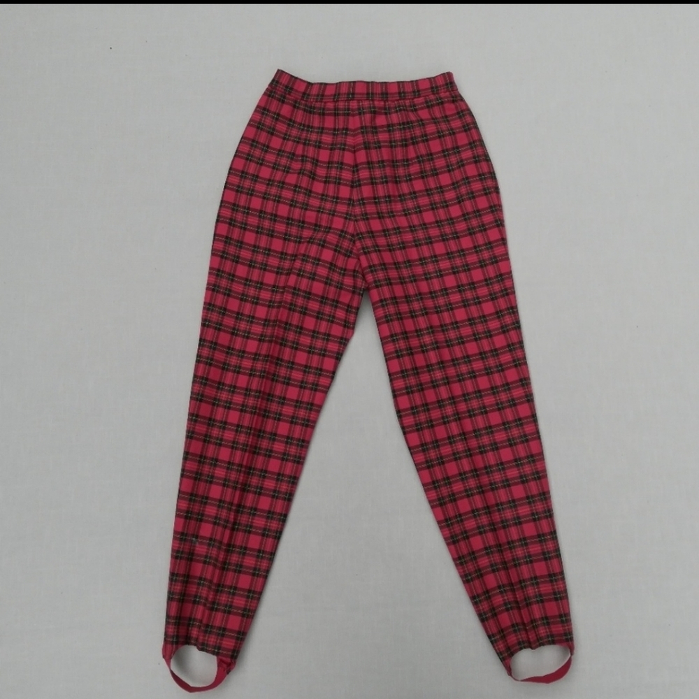 Vintage Red Plaid Stirrup Pants